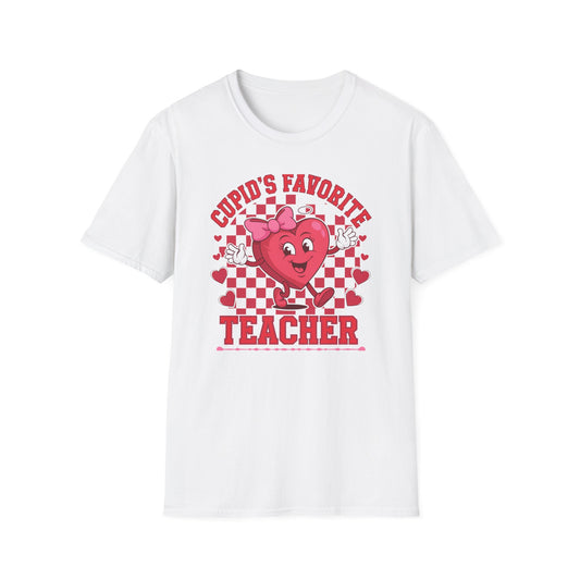Adorable Cupid's Favorite Teacher T-Shirt - Sweet Valentine's Day Gift for Educators | Retro Heart Love Tee