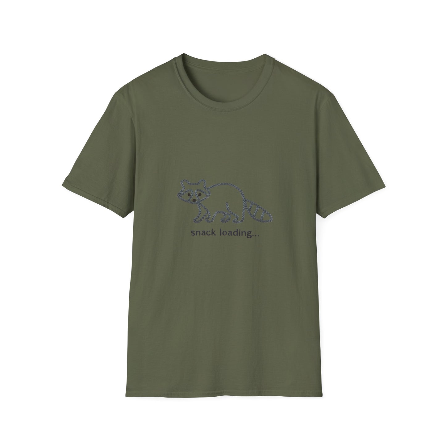 Hilarious 'Snack Loading' Raccoon T-Shirt | Cute Animal Foodie Tee | Unique Braided Rope Design Gift
