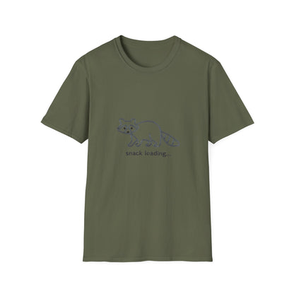 Hilarious 'Snack Loading' Raccoon T-Shirt | Cute Animal Foodie Tee | Unique Braided Rope Design Gift
