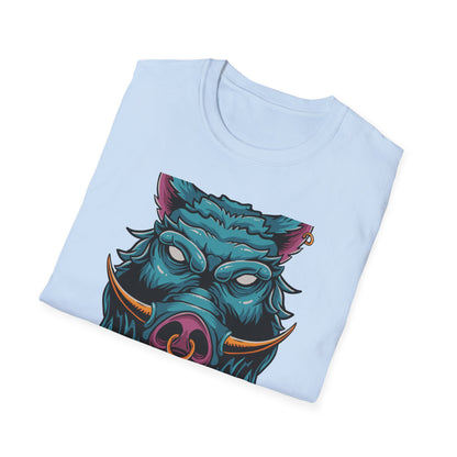 Fierce Wild Boar T-Shirt | Mystic Cyberpunk Hog Head Tee | Bold Streetwear Animal Art | Unique Tattoo Style Gift