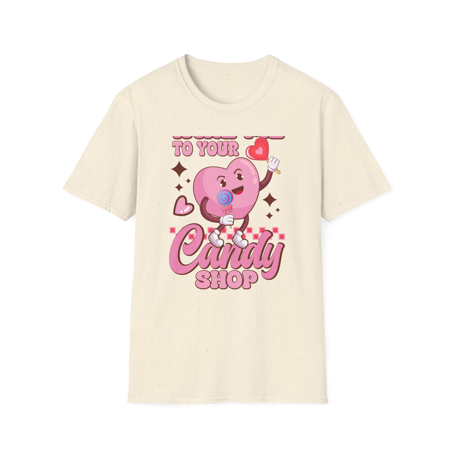 Sweet & Groovy 'Take Me To Your Candy Shop' T-Shirt | Adorable Retro Heart Lollipop Tee | Perfect Valentine's Day Gift for Candy Lovers