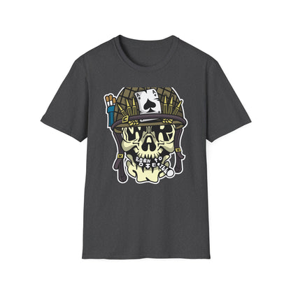 Born to Die Military Skull T-Shirt - Edgy Ace of Spades & Bullet Helmet Tee for Veterans, Bikers & Tattoo Lovers | Bold Statement Shirt