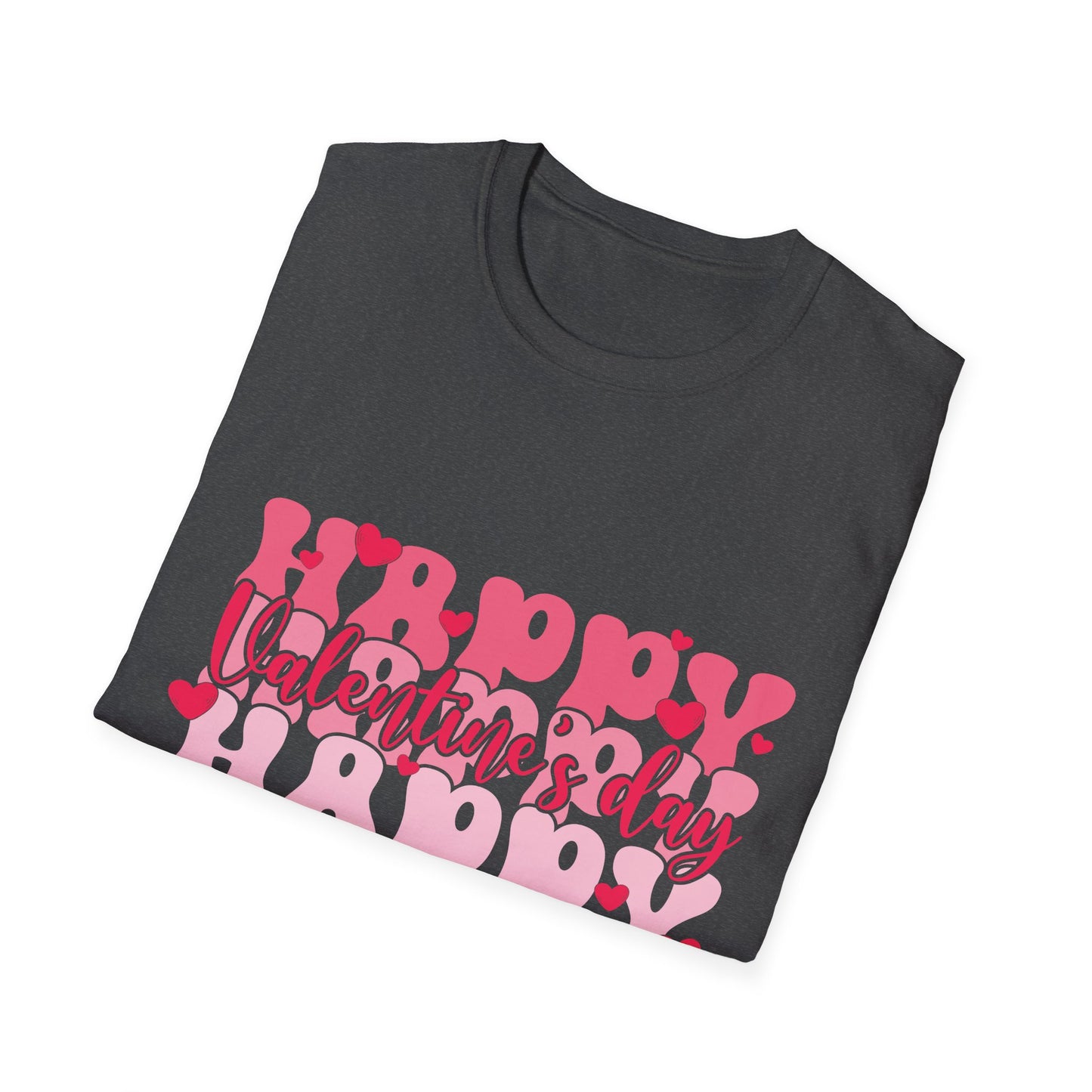 Groovy Happy Valentine's Day T-Shirt | Retro Pink Hearts Love Tee | Cute Festive Cupid Shirt for Women & Men