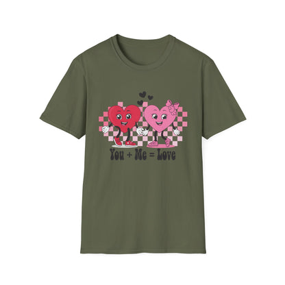Adorable You + Me = Love Cartoon Hearts T-Shirt - Perfect Romantic Couple's Gift & Valentine's Day Tee