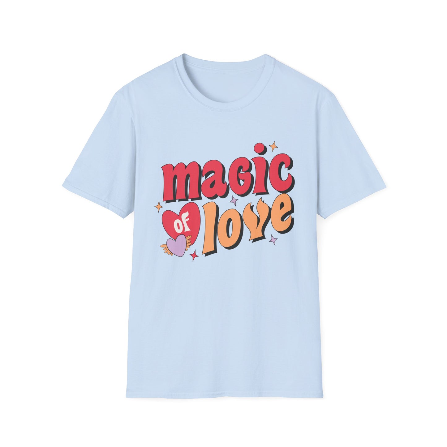 Enchanting 'Magic of Love' Groovy T-Shirt | Retro Valentine's Day Heart Tee | Whimsical, Cute & Romantic Gift