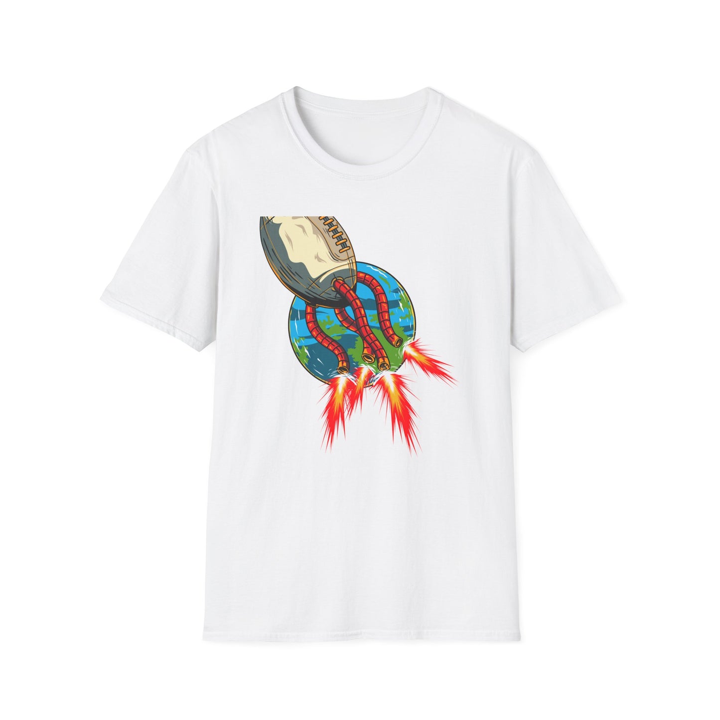 Epic Football Rocket Launch T-Shirt - Dynamic Sports & Sci-Fi Fan Apparel