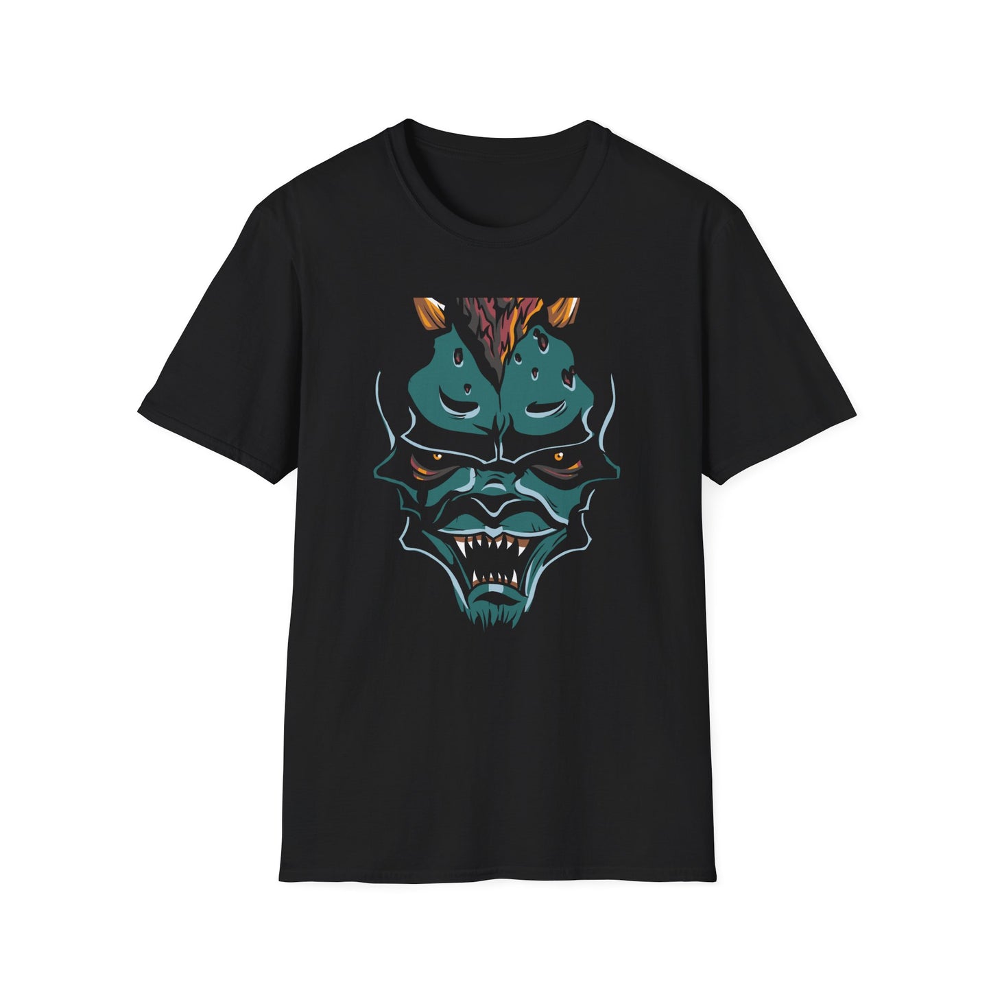 Unleashed Fiery Demon T-Shirt: Epic Monster Face Graphic Tee for Goth, Fantasy & Edgy Style Lovers | Bold & Unique