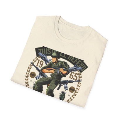 Epic American Soldier "This We'll Defend" T-Shirt | Vintage 1965 Military Veteran Patriot USA Tee