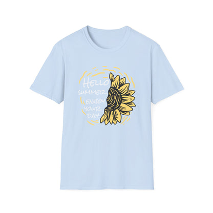 Radiant Half Sunflower T-Shirt | Unique Hand-Drawn Floral Tee for Sunny Vibes & Nature Lovers