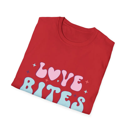 Trendy Love Bites T-Shirt | Groovy Retro Y2K Pink Blue Hearts & Stars Valentine's Day Tee | Adorable Aesthetic Top