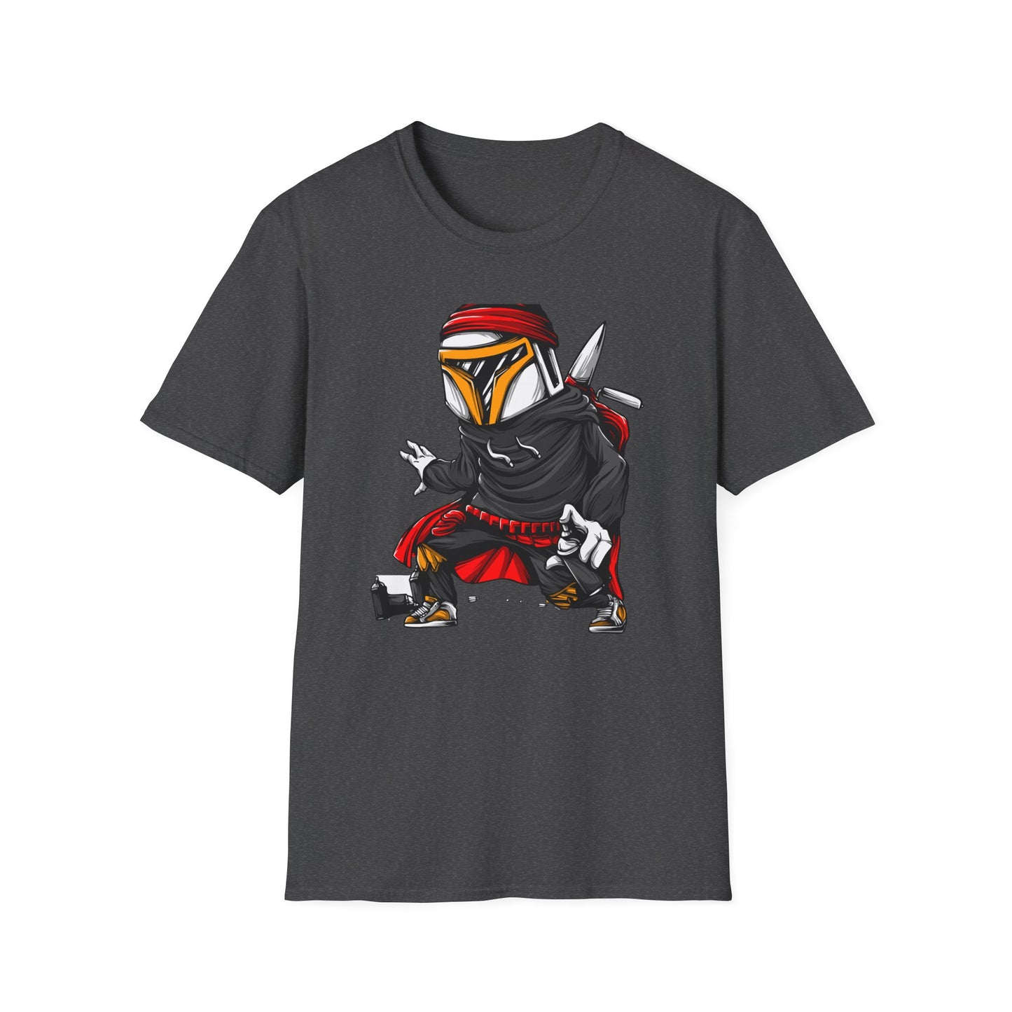 Epic Urban Mandalorian Graffiti Artist T-Shirt | Unique Sci-Fi Street Art Tee | Cool Bounty Hunter Fan Gift