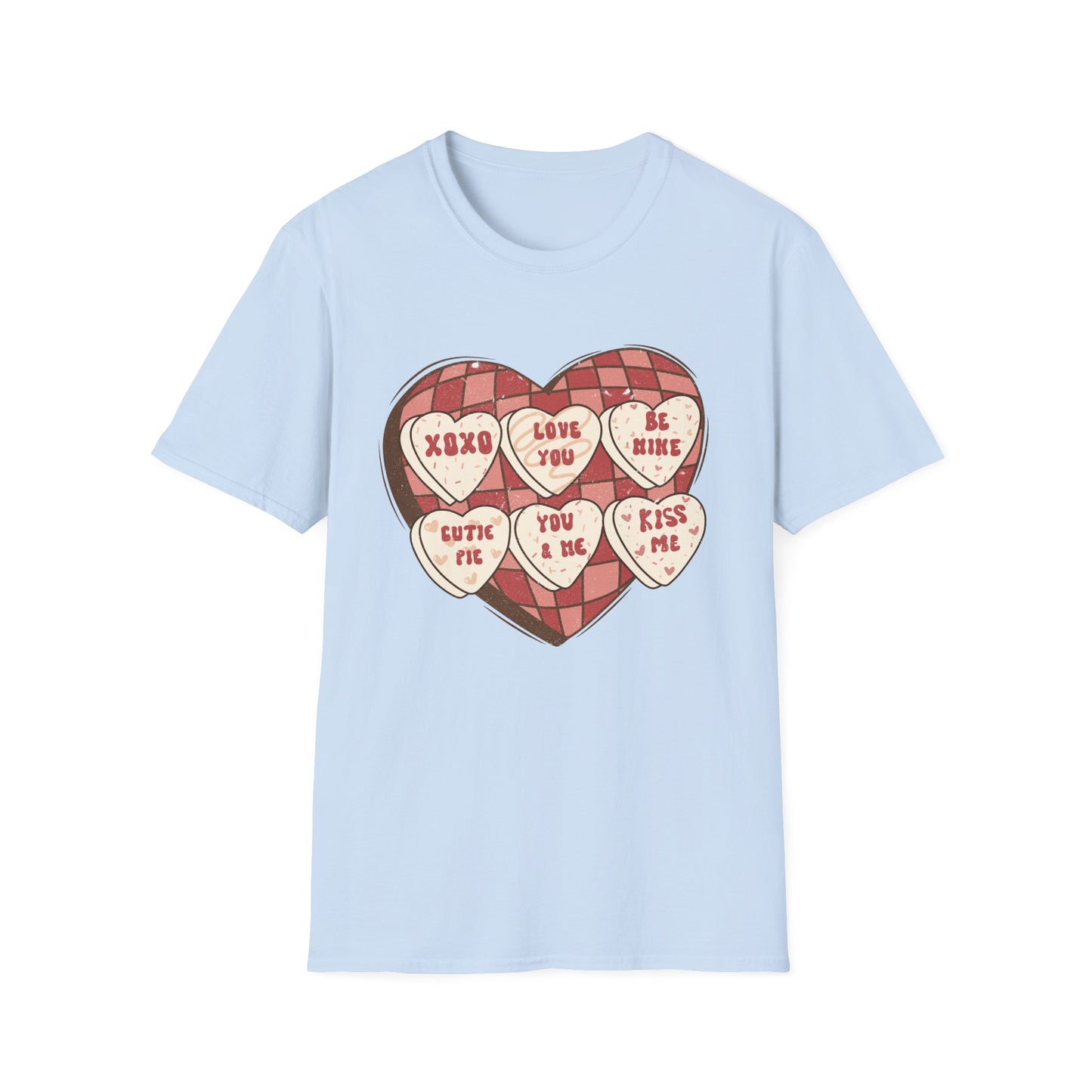 Charming Retro Conversation Hearts T-Shirt | Vintage Valentine's Day Sweetheart Candy Box Tee | Adorable Love Gift