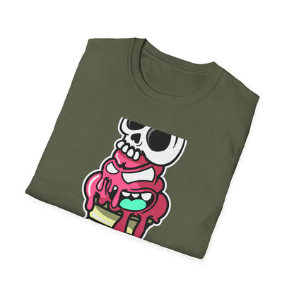 Spooky Sweet Skull Ice Cream Cone T-Shirt - Edgy Monster Dessert Tee for Goth & Punk Fans | Unique & Cool