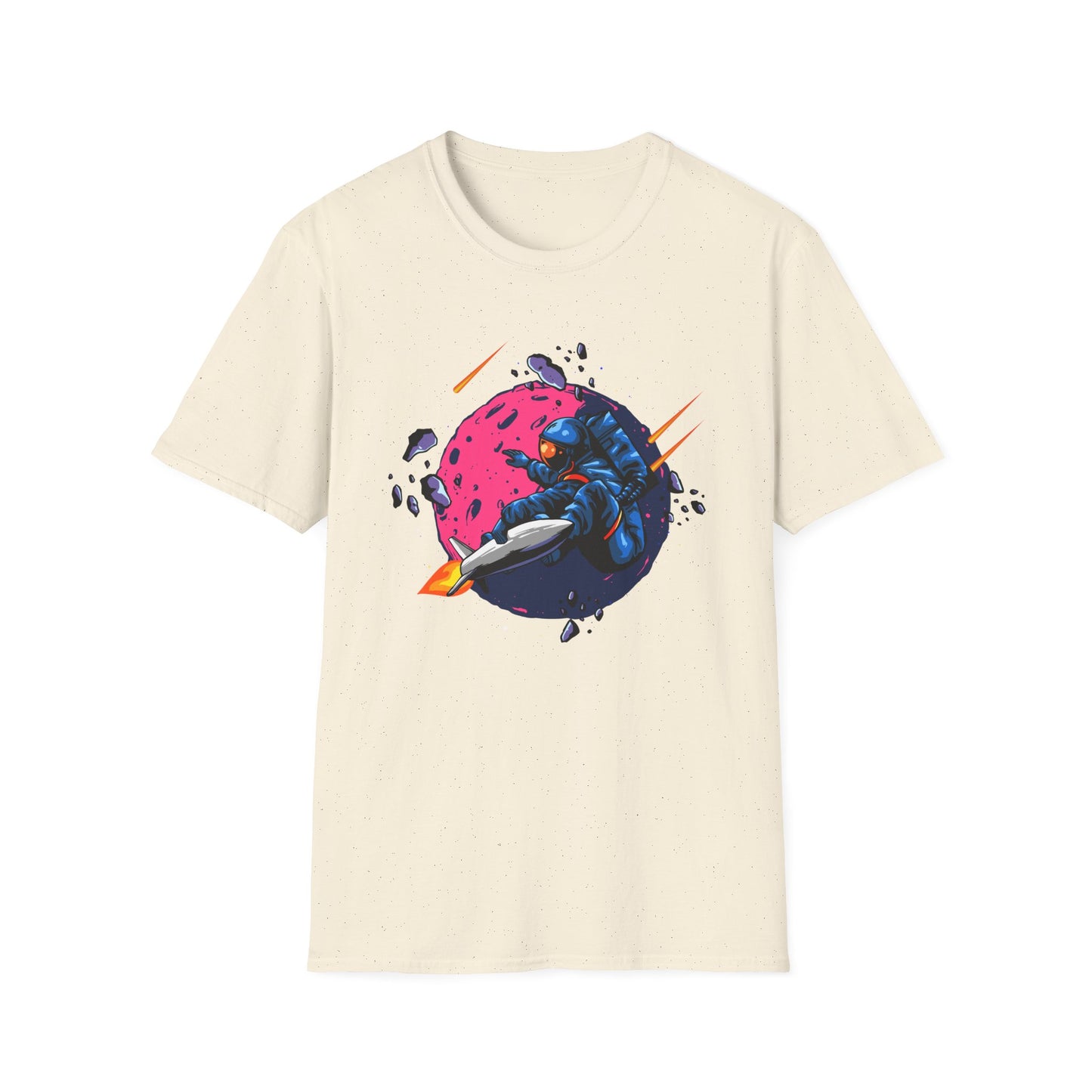 Epic Space Surfer Astronaut T-Shirt | Thrilling Galactic Rocket Ride Design Tee for Sci-Fi & Adventure Fans
