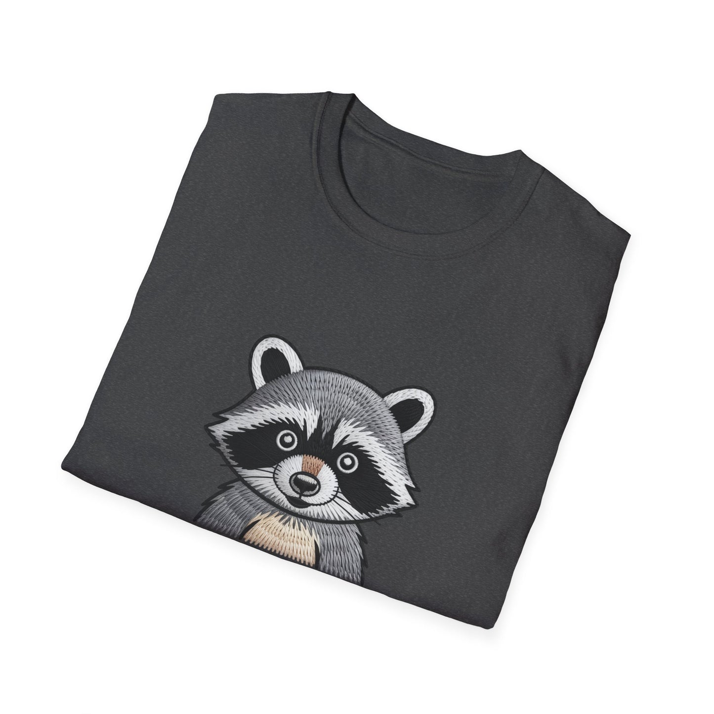 Hilarious Raccoon Snack Lover Embroidered T-Shirt | Adorable Wildlife Funny Tee | Cozy Casual Gift for Foodies