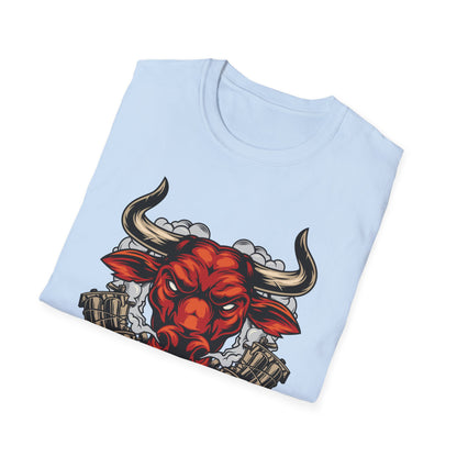 Fierce Red Bull Tattoo Machine T-Shirt | Bold Ink Art Graphic Tee | Edgy & Powerful Apparel Gift