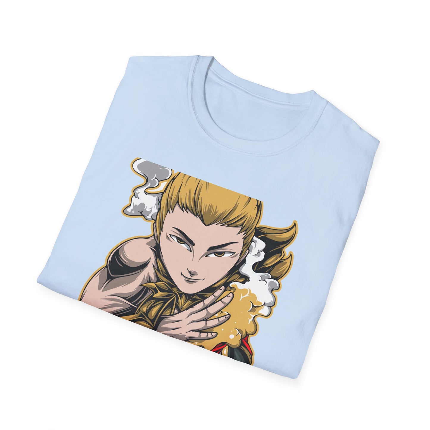 Captivating Mythic Hero T-Shirt | Dynamic Golden Warrior Anime Style Graphic Tee for Gamers & Fantasy Fans