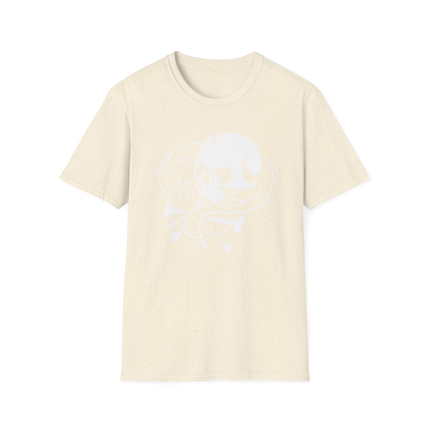 Striking Gothic Cat & Skull T-Shirt | Unique Black & White Abstract Art Tee for Edgy Souls & Dark Nature Lovers