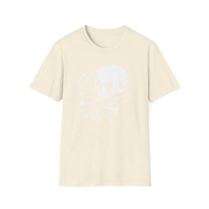 Striking Gothic Cat & Skull T-Shirt | Unique Black & White Abstract Art Tee for Edgy Souls & Dark Nature Lovers