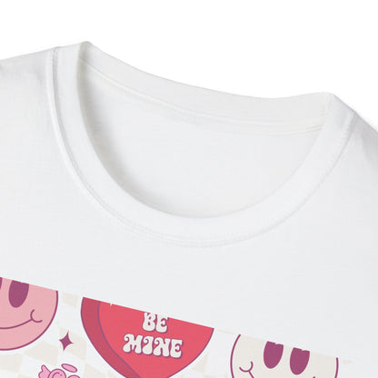 Groovy Retro Valentine's T-Shirt | Adorable Conversation Heart & Smiley Face Design | Trendy Love Core Aesthetic Tee