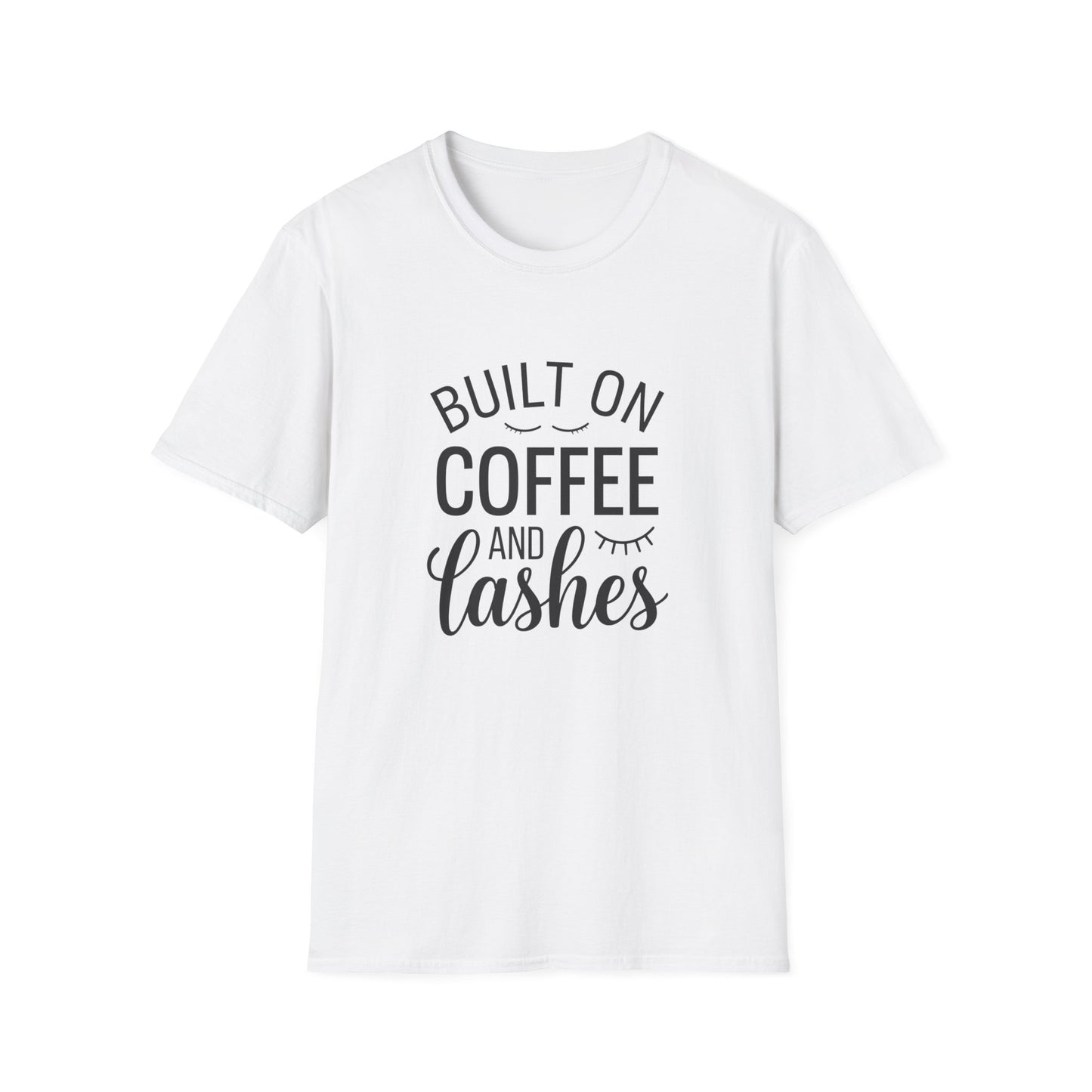 Fabulous 'Built on Coffee & Lashes' Women's T-Shirt - Chic Beauty & Caffeine Lover Tee Gift