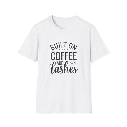 Fabulous 'Built on Coffee & Lashes' Women's T-Shirt - Chic Beauty & Caffeine Lover Tee Gift