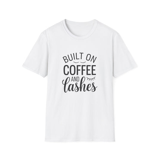 Fabulous 'Built on Coffee & Lashes' Women's T-Shirt - Chic Beauty & Caffeine Lover Tee Gift