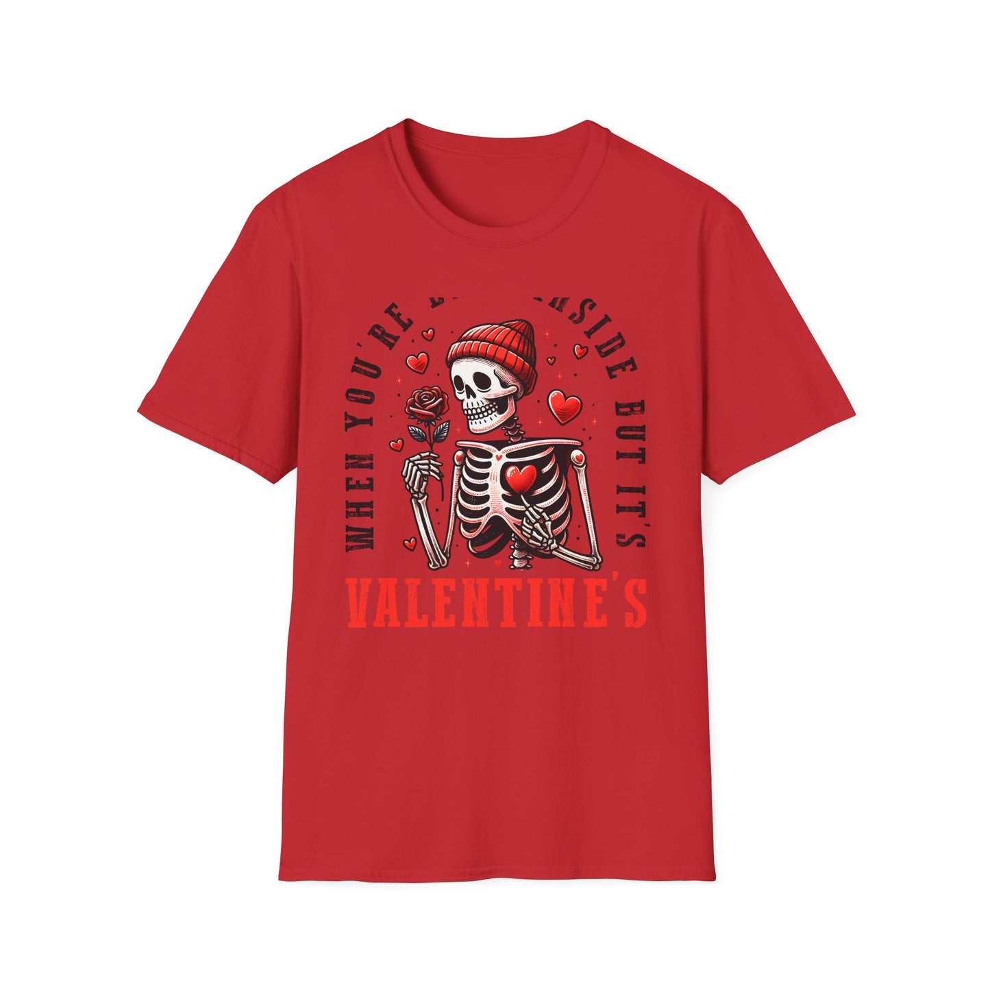 Awesome 'Dead Inside' Skeleton Valentine's T-Shirt | Unique Sarcastic Anti-Love Tee Gift for Emo & Goth Souls