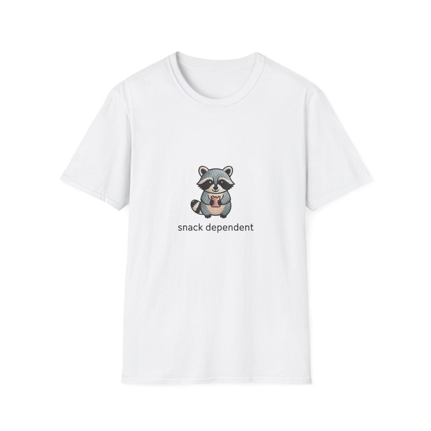 Adorable Snack Dependent Raccoon T-Shirt | Funny Foodie Animal Tee | Cute & Comfy Graphic Top for Snack Lovers