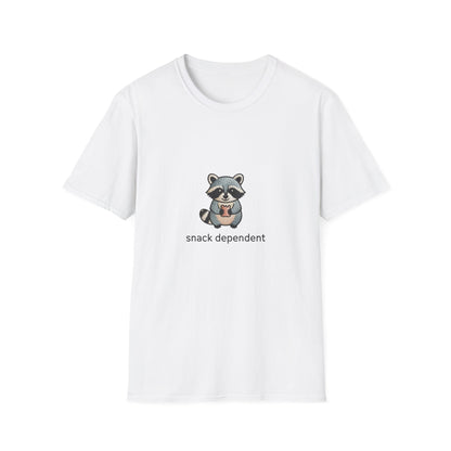 Adorable Snack Dependent Raccoon T-Shirt | Funny Foodie Animal Tee | Cute & Comfy Graphic Top for Snack Lovers