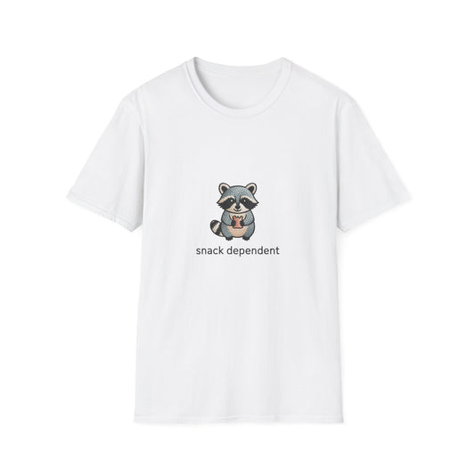 Adorable Snack Dependent Raccoon T-Shirt | Funny Foodie Animal Tee | Cute & Comfy Graphic Top for Snack Lovers