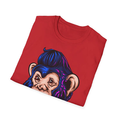 Bold Punk Chimp T-Shirt | Edgy Monkey with Attitude & Rad Pompadour Hair | Unique Streetwear Animal Art Tee