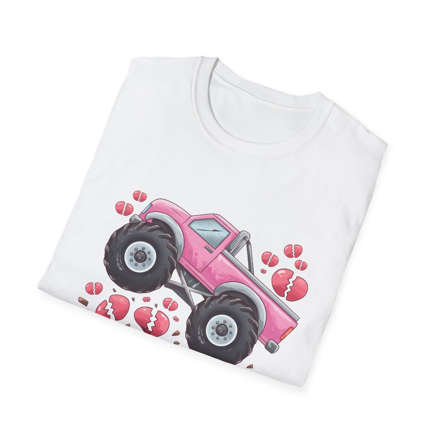 Epic Heart Crusher Monster Truck T-Shirt | Anti-Valentine's Day Breakup Tee | Sarcastic Love Humor Top