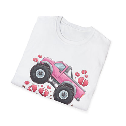 Epic Heart Crusher Monster Truck T-Shirt | Anti-Valentine's Day Breakup Tee | Sarcastic Love Humor Top