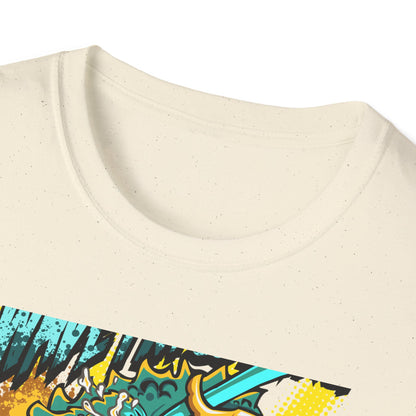 Epic 'WAVE I'M COMING' Monster T-Shirt - Hilarious Swimming Dragon & Duck Float Graphic Tee for Summer Fun & Beach Adventures