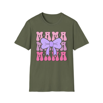 Trendy Groovy MAMA T-Shirt for Moms | Adorable Pink Purple Bow Tee | Perfect Mother's Day Gift for Her