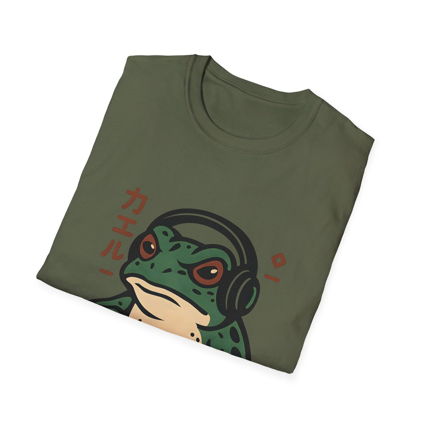 Dark Gamer Frog Headphones Graphic T-Shirt