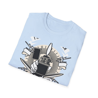 Firestarter Sweet Disaster T-Shirt - Iconic Lighter Flame Graphic Tee for Rebels & Music Lovers