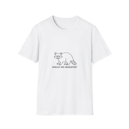 Hilarious Raccoon "Snacks Are Mandatory" T-Shirt | Funny Food Lover Tee | Cute Animal Gift