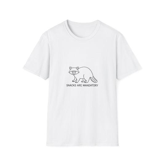 Hilarious Raccoon "Snacks Are Mandatory" T-Shirt | Funny Food Lover Tee | Cute Animal Gift