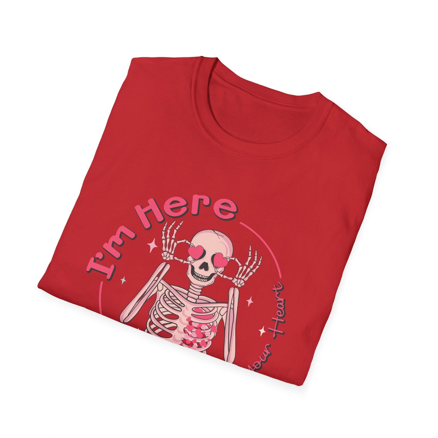 Charming Skeleton Love T-Shirt: "I'm Here To Steal Your Heart" Valentine's Day Graphic Tee – Unique Romantic Gift