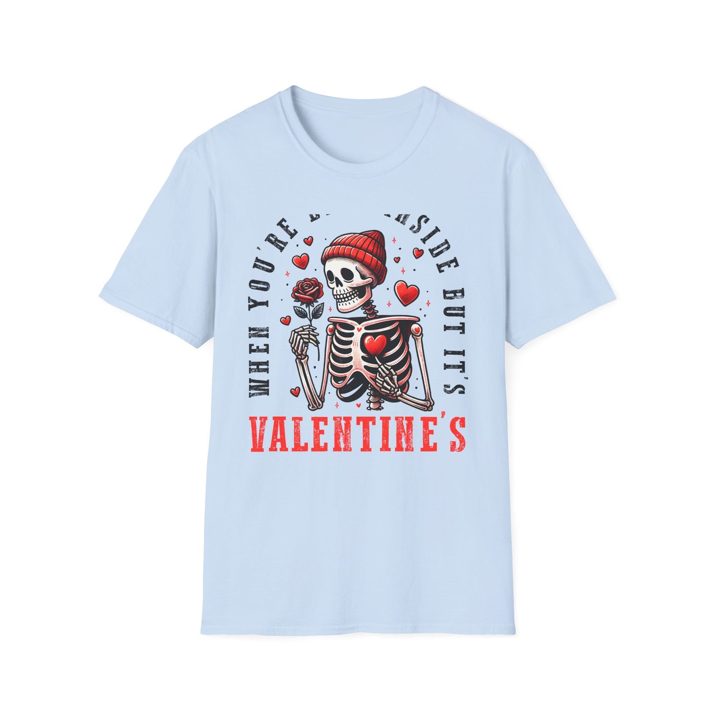 Awesome 'Dead Inside' Skeleton Valentine's T-Shirt | Unique Sarcastic Anti-Love Tee Gift for Emo & Goth Souls