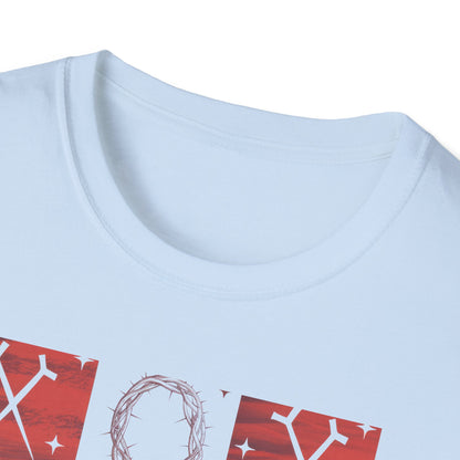 Meaningful Christian 'Original Love Letters' T-Shirt | Unique Cross & Crown of Thorns Design - Faith Tic-Tac-Toe Apparel