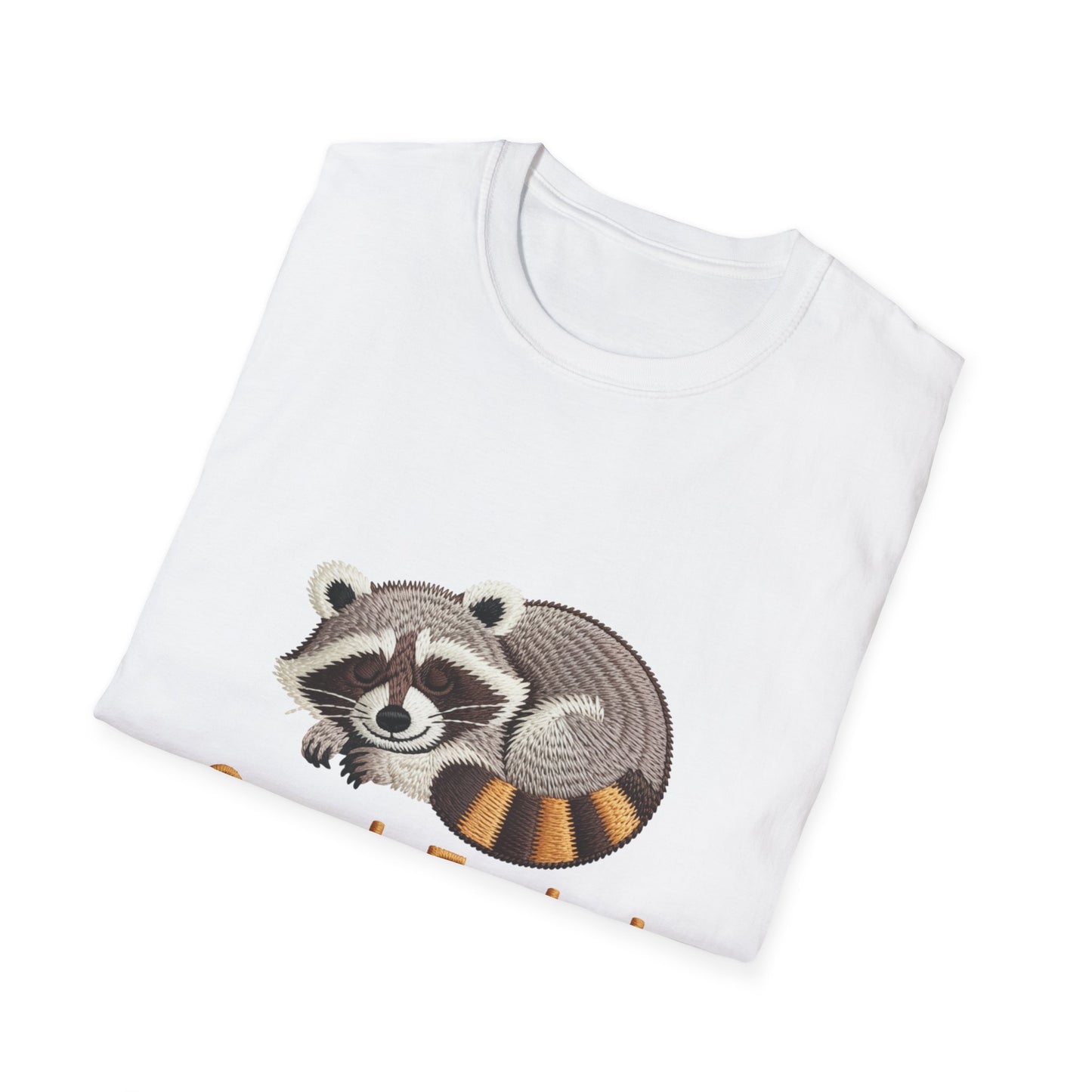 Adorable "Snack Fueled" Sleeping Raccoon T-Shirt | Cozy Animal Lover Tee - Perfect Funny Gift for Foodies & Nappers!