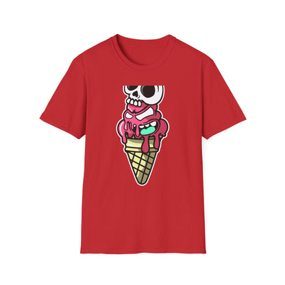 Spooky Sweet Skull Ice Cream Cone T-Shirt - Edgy Monster Dessert Tee for Goth & Punk Fans | Unique & Cool