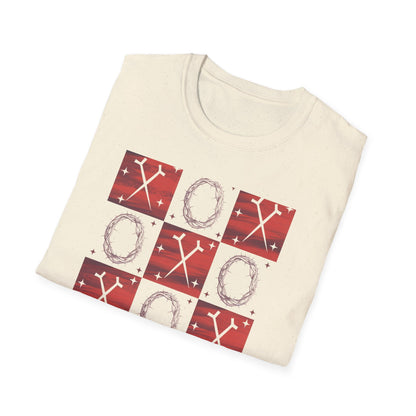 Meaningful Christian 'Original Love Letters' T-Shirt | Unique Cross & Crown of Thorns Design - Faith Tic-Tac-Toe Apparel
