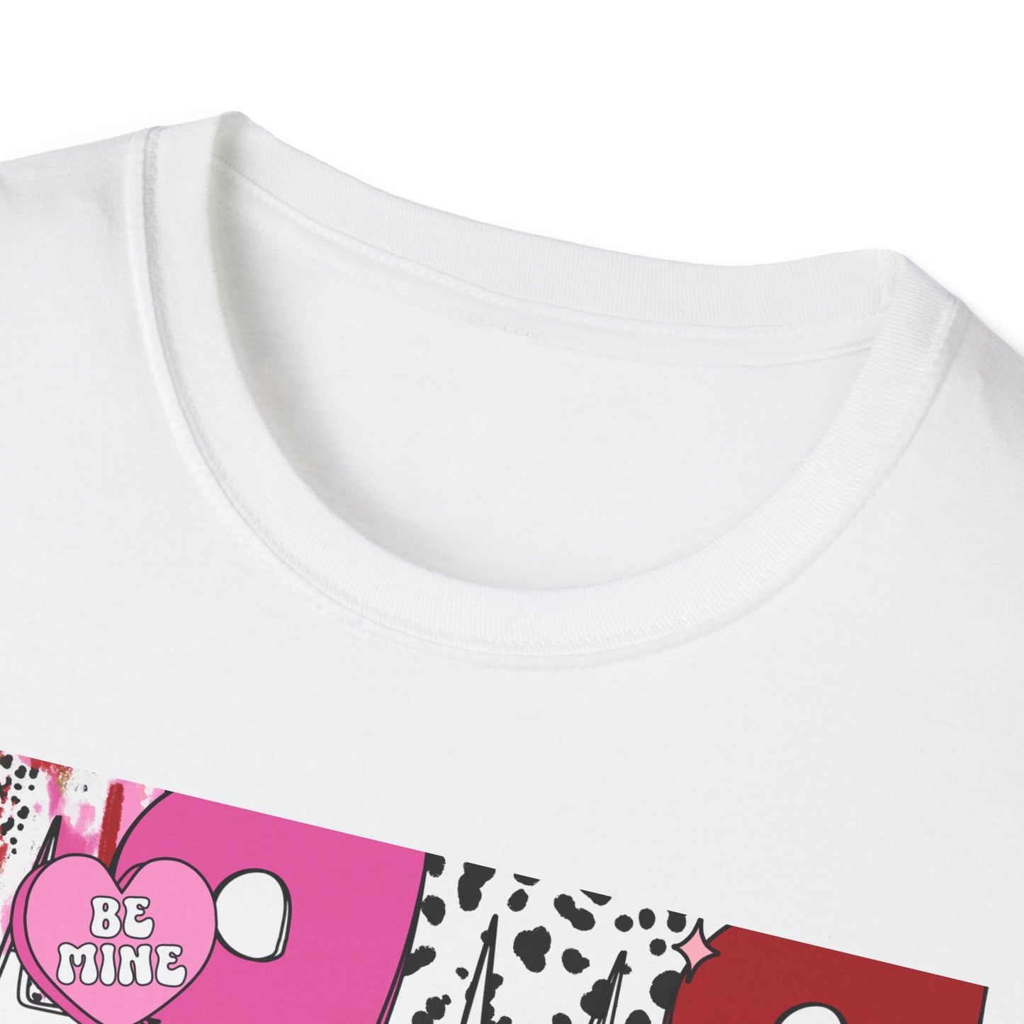 Chic Mama Valentine T-Shirt: Sparkling Cupid, Dalmatian Spots & Be Mine Hearts. Trendy Gift for Moms!