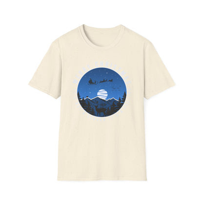 Magical Christmas Night T-Shirt with Santa, Reindeer & Deer Silhouette | Enchanting Holiday Winter Feeling Tee | Festive Apparel Gift