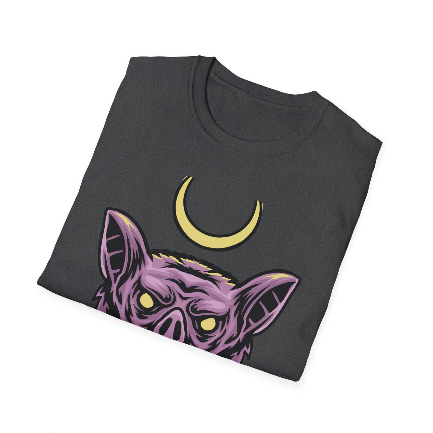 Mystical Crescent Moon Bat Creature T-Shirt - Gothic Vampire Beast Tee for Dark Fantasy & Horror Fans