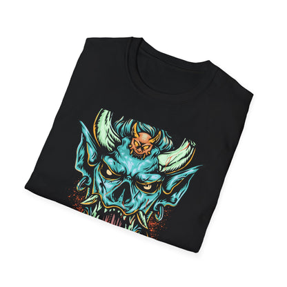 Vibrant Oni Demon Mask T-Shirt | Epic Japanese Folklore Monster Tee | Bold Streetwear & Goth Style Apparel
